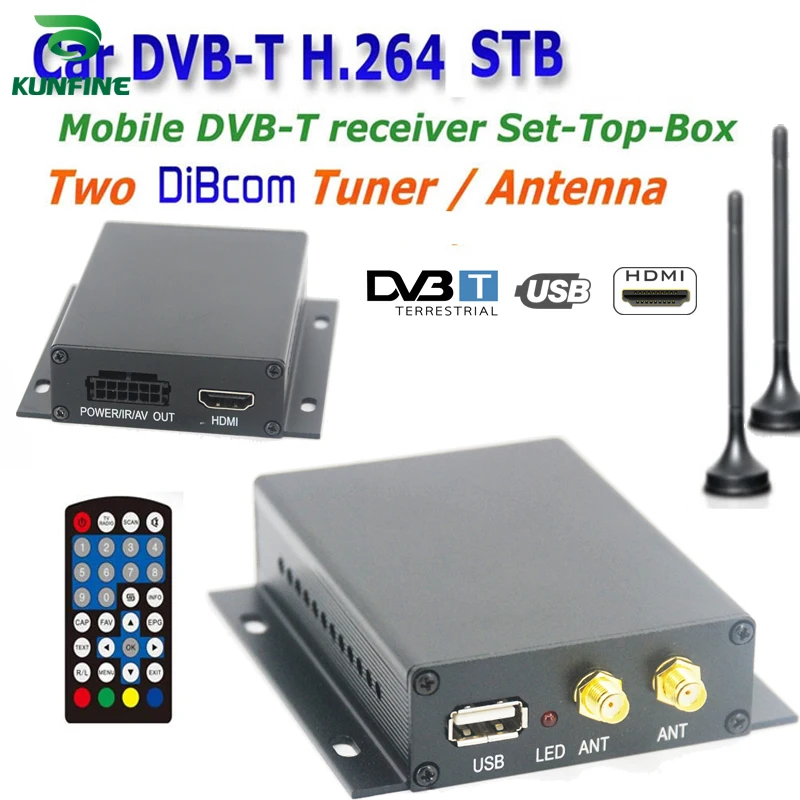 12 ~ 24 В Автомобильная ТВ приставка DVB T разнообразие 2 антенны MPEG2 MPEG4 H.264 STB|car dvb-t|car tv