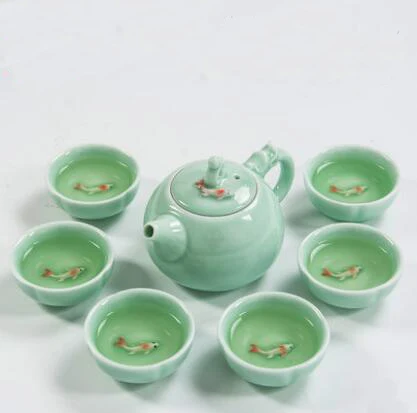 21 Чайный набор TANGPIN longquan celadon с рыбками, керамический чайник, керамическая чайная чашка, китайский чайный набор кунг-фу, посуда для напитков - Цвет: 21