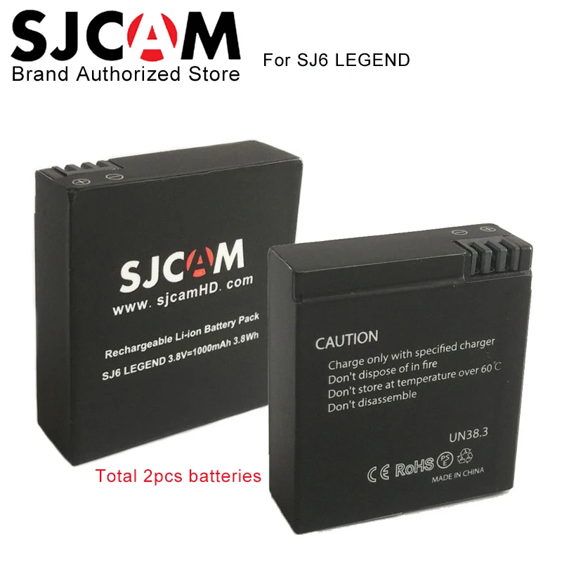 Комплект из 2 предметов спортивной экшн камеры SJCAM SJ6 Легенда Батарея 3 8 V 1000 мА/ч