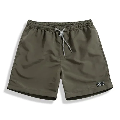 Army green Мужские шорты, полиэфирные шорты для мужчин, новинка, летние однотонные дышащие шорты с эластичной резинкой на талии, повседневные мужские шорты, мужские бермуды - Цвет: Army green