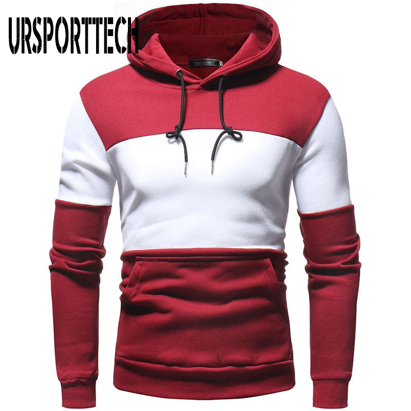 Brand Cool Sweatshirt Men Casual Patchwork Long Sleeve Pullover Contrast Hoodies High Quality Streetwear | Мужская одежда