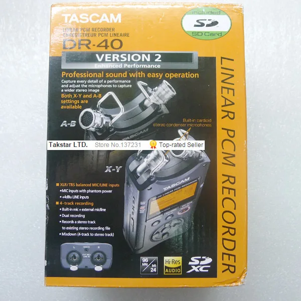 Горячая новинка Tascam dr-40 ручной цифровой диктофон профессиональная записывающая ручка бренд