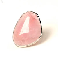 100 unique 1 pcs silver plated irregular shape original rose pink quartz ring for elegant women anniversary jewelry