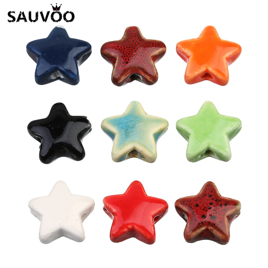 Большие керамические шармы SAUVOO 20 шт. 8 цветов 14 мм для браслетов ожерелий