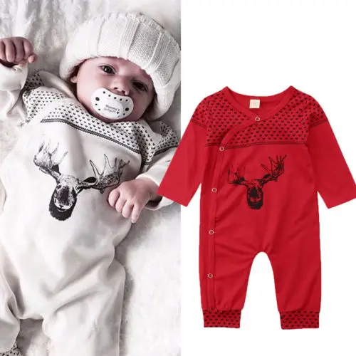 Детский комбинезон с длинным рукавом принтом оленя|Ромперы| |