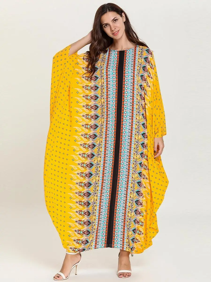 Женское свободное платье с рукавами летучая мышь Boho мусульманская одежда