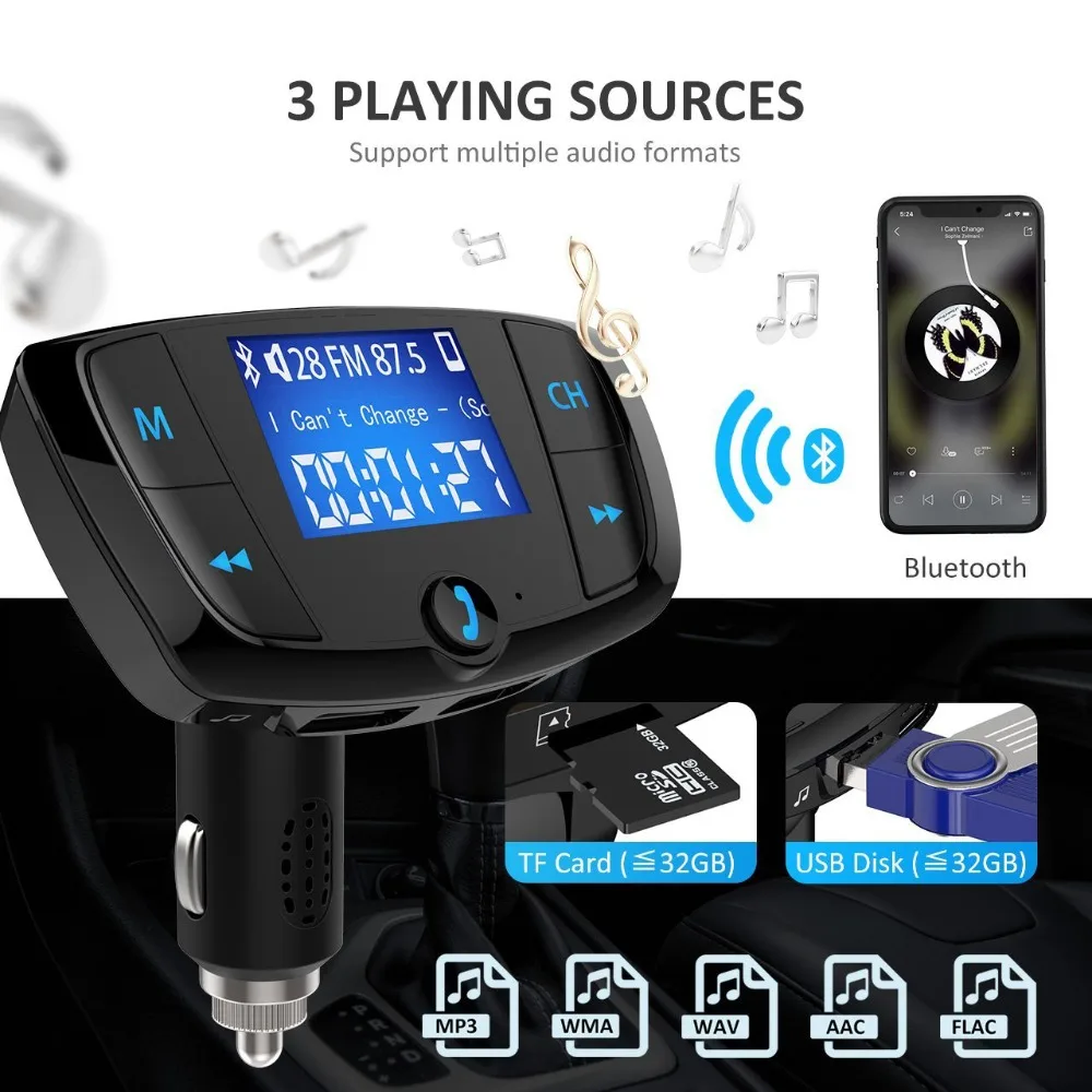 Nulaxy FM передатчик Bluetooth модулятор Hands Free автомобильный комплект Dual USB Зарядное