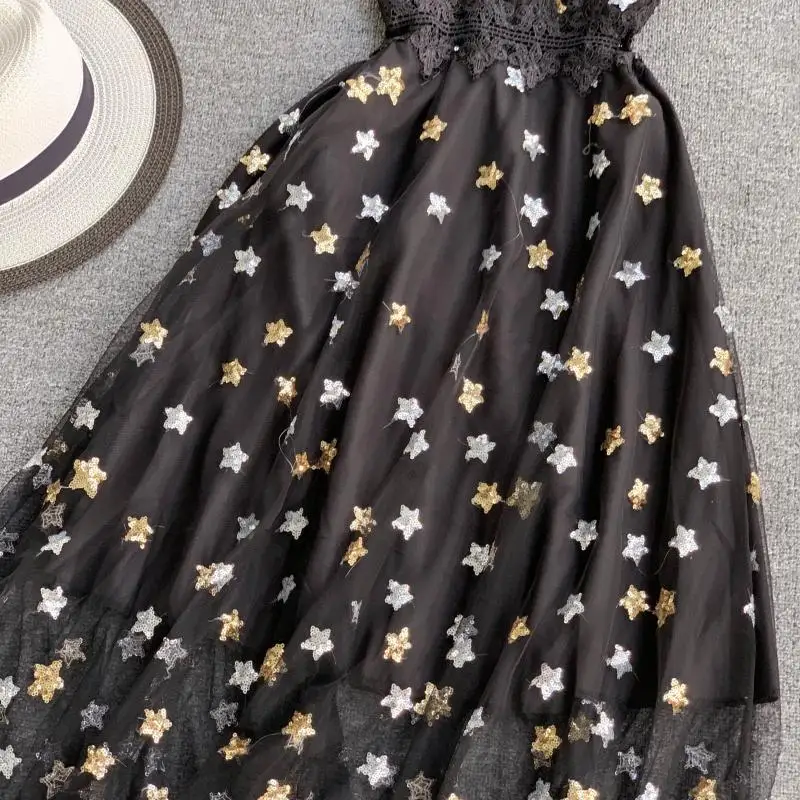 Women Sequin Summer Sexy Chiffon Swim Beach Dress Cover Up Bathing Suit Swimwear Swimming Beachwear Bikini Swimsuit Cover-Ups