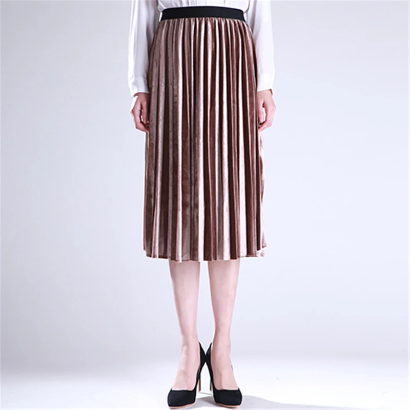 Женская плиссированная юбка с высокой талией элегантная повседневная из