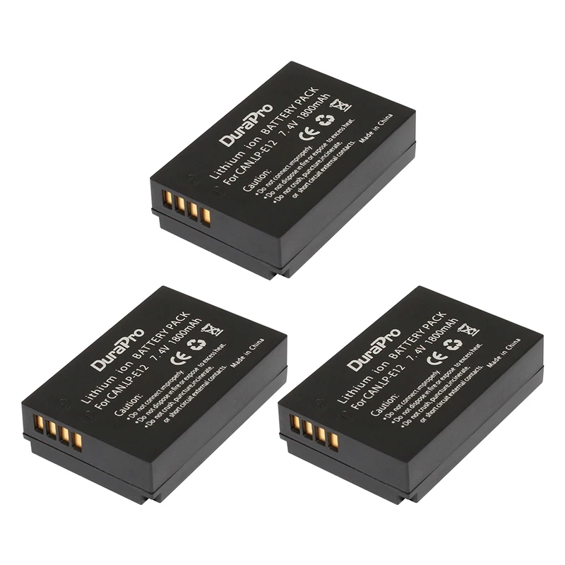 DuraPro 3 шт. 1800 мАч LP-E12 LP E12 LPE12 батарея + ЖК USB зарядное устройство для Canon EOS M M2 100D Rebel SL1