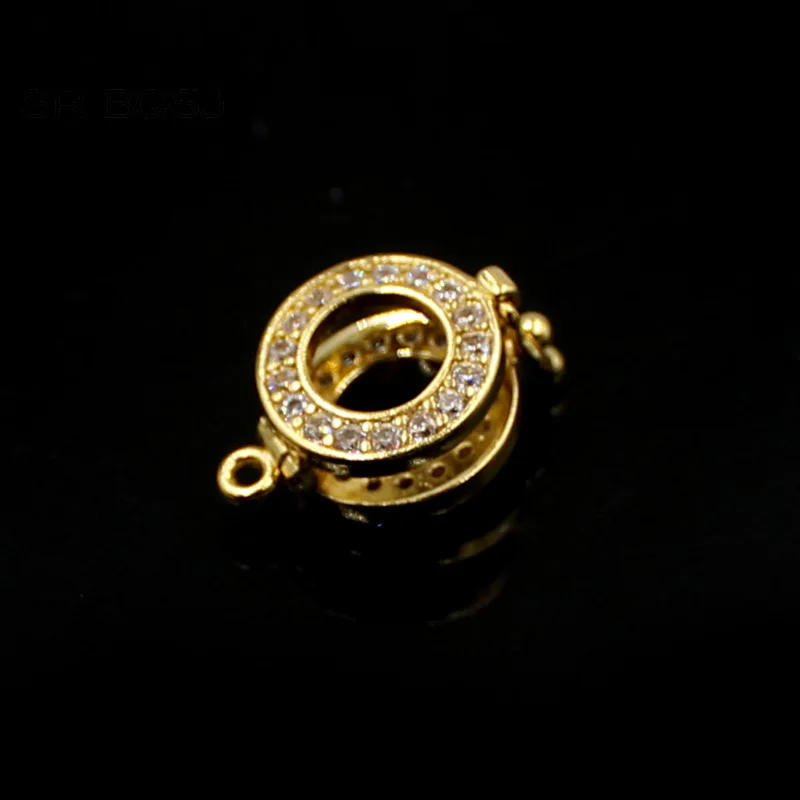 Free shipping 12mm Micro Pave Cubic Zircon Round Ring Drop Contact Clasp Jewelry DIY Findings Clasp|Ювелирная фурнитура и