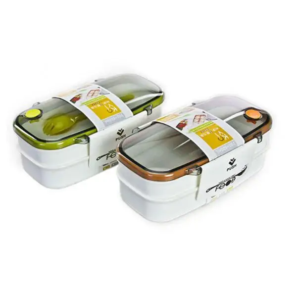 500 мл полипропиленовый экологический двухслойный японский Ланч-бокс с подогревом, детский портативный контейнер для хранения еды