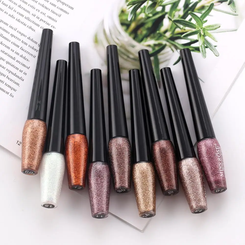 Блестящая подводка для глаз Miss Rose gold водостойкая 9 цветов белая серебристая