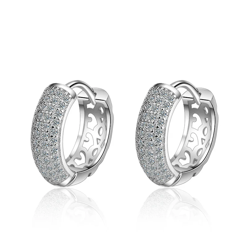 

XIYANIKE New Fashion Silver Color Dazzling CZ Mosaic Zircon Charm Earrings For Women pendientes oorbellen Cute Gift sweet