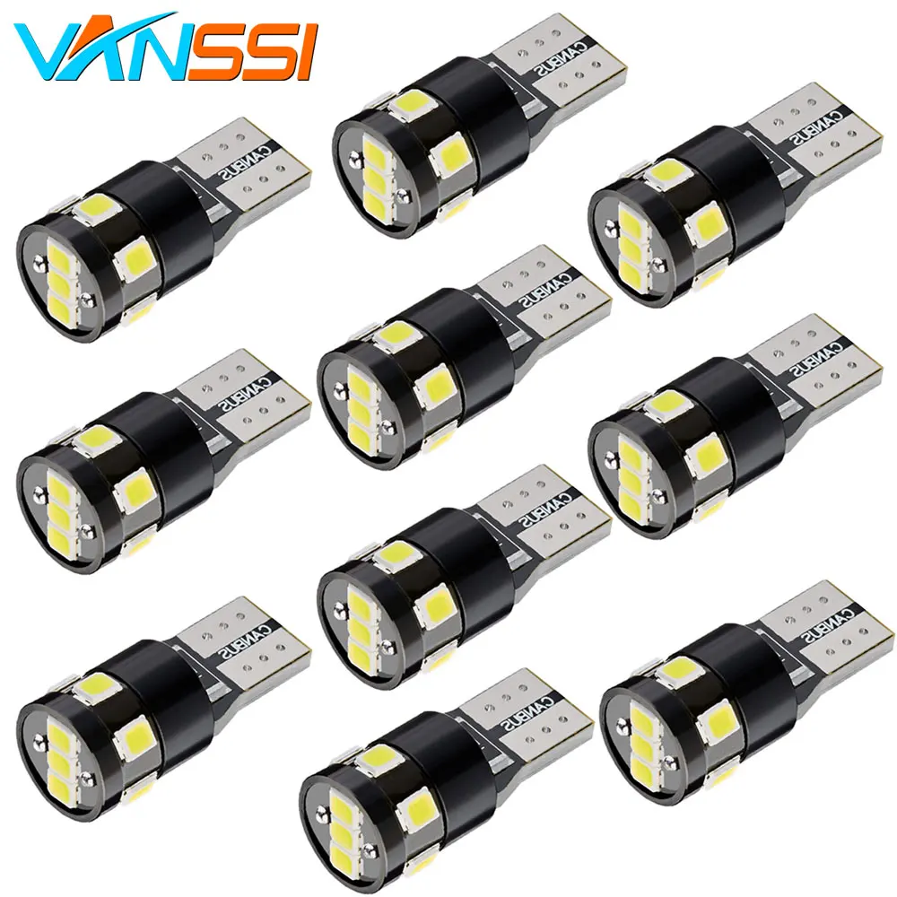 10 шт. T10 W5W 194 168 2825 9SMD 2835 Светодиодный лампы Canbus бесплатно для автомобиля купольная