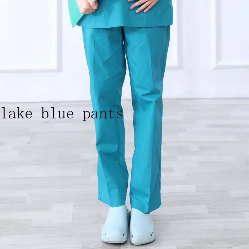 lake blue pants Женская мода скрабы Цвет Блокировка дизайн медицинской формы(вы можете выбрать топ/пару брюк или весь комплект - Цвет: lake blue pants