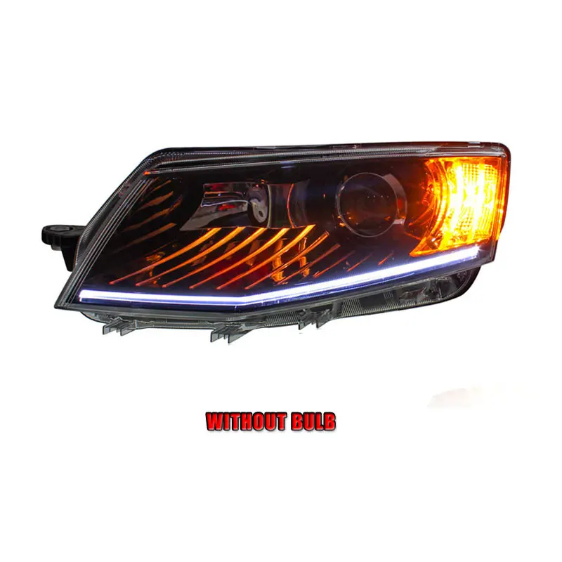 Without bulb 2 шт. светодиодный головной светильник s для Skoda Octavia Автомобильный светодиодный светильник s двойной ксеноновый Объектив Автомобильные аксессуары дневные ходовые огни противотуманный светильник - Цвет: Without bulb