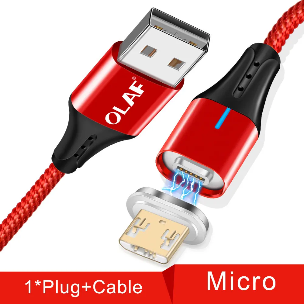 Red Micro cable Олаф 3A Магнитный двухсторонний Micro usb type C кабель зарядное устройство Шнур для Iphone X XR XS Max Быстрая зарядка кабель для samsung S8 S9 Plus - Цвет: Red Micro cable
