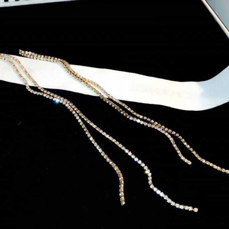 Синий двулучепре слезы преувеличены золото длинные серьги с подвесками из