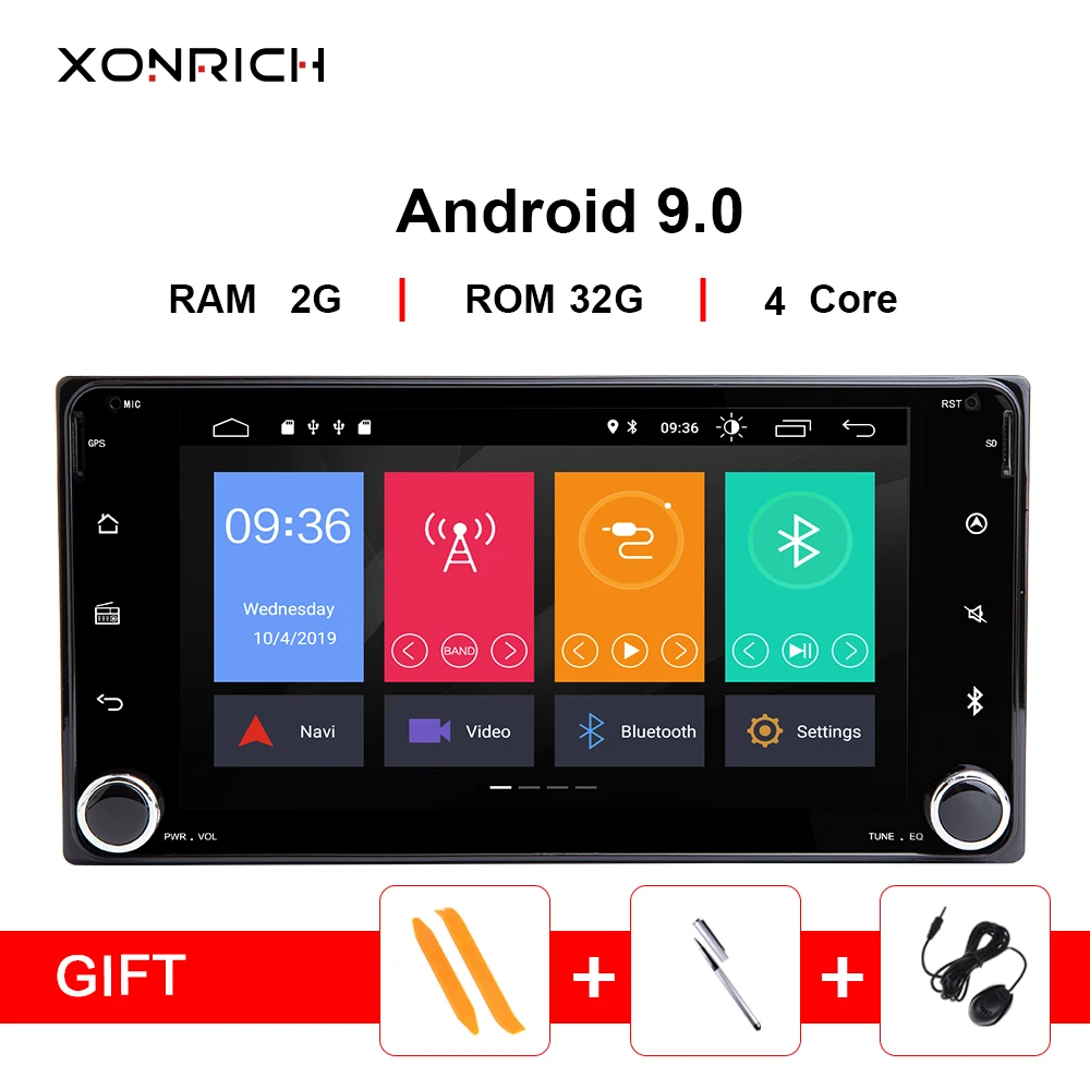 Автомобильный мультимедийный плеер 2DIN с GPS Android 9 0 для Toyota Land Cruiser 100 200 Prado 120 150 Rush