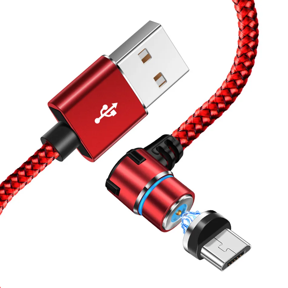 Red Micro Cable Магнитный зарядный usb-кабель Олаф для iPhone, Micro USB type C, мобильный телефон, 90 градусов, L форма, быстрая зарядка, магнитные зарядные кабели - Цвет: Red Micro Cable