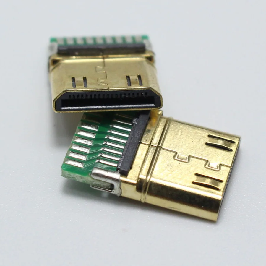 2 шт. DIY Mini HDMI Тип C Штекерный разъем для сварки 19 Pin PCB + 1 Позолоченные вилки|plug