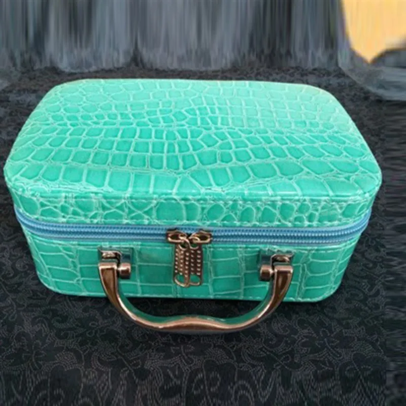 sky blue Хит, маленькие косметички из кожи аллигатора, милый цветок, женская косметичка, женская коробка из искусственной кожи, косметичка из крокодиловой кожи, сумка-тоут OC478 - Цвет: sky blue