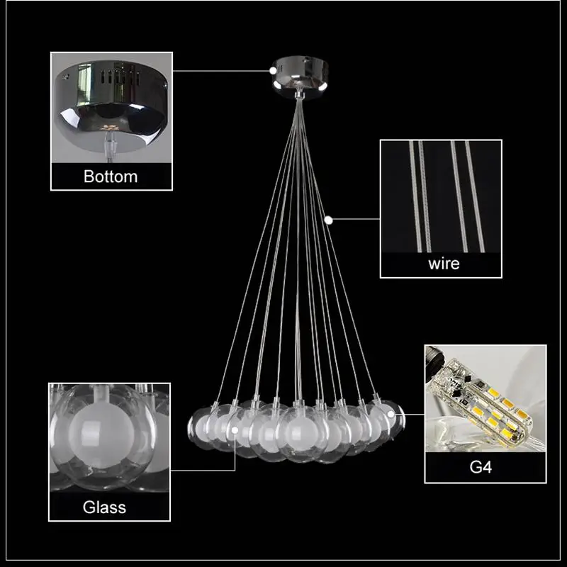 Dec Glass G4 подвесная Подвесная лампа AC85 265V современные светодиодные стеклянные