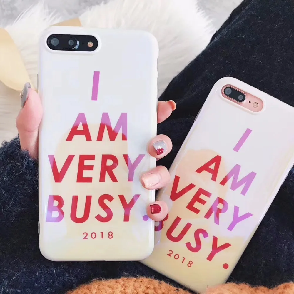 Глянцевый Blu-Ray телефон чехол для iPhone 7 Чехол 6 S 8 Plus X "я очень занят" с буквенным