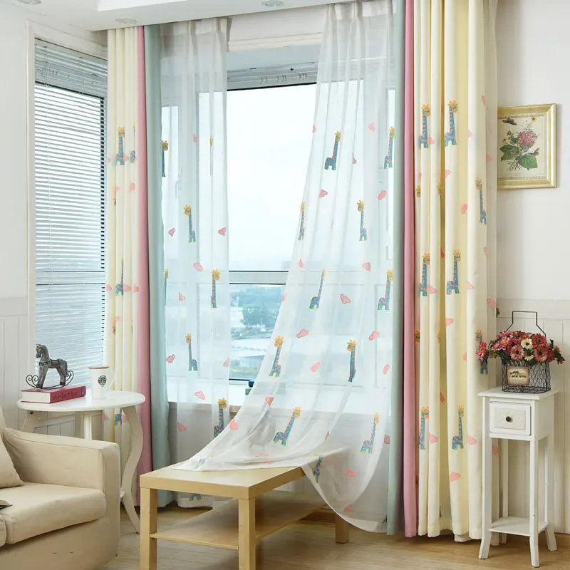 Мультфильм Жираф вышитые шторы для детской комнаты искусственная прекрасный