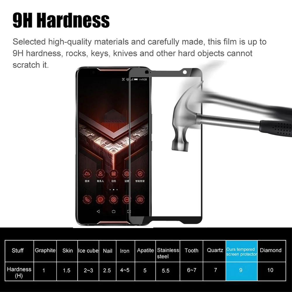 9H 3D полное клеевое Покрытие Закаленное стекло для Asus Zenfone Rog Phone ZS600KL HD покрытие