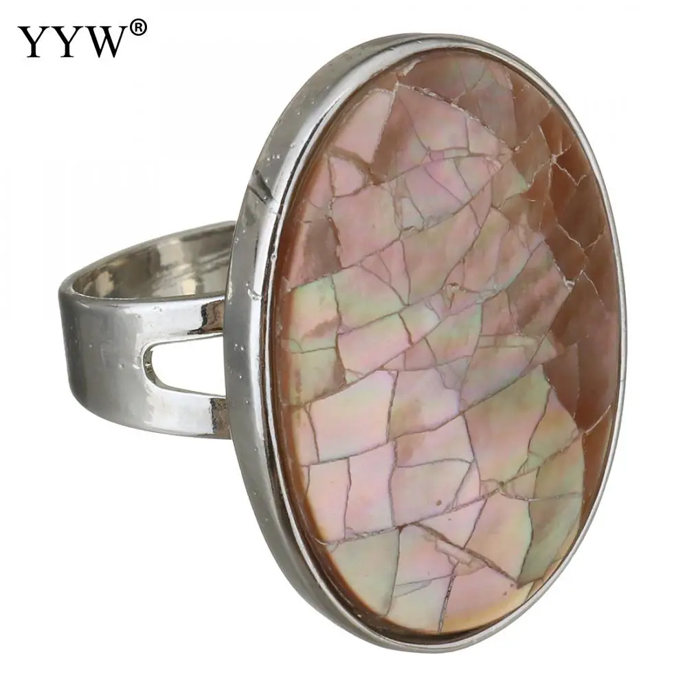 pink shell 1 шт., серебряное покрытие, натуральный перламутр, Абалон, оболочка, кольцо на палец, унисекс, регулируемая, открытая манжета, полные кольца для женщин и мужчин - Цвет основного камня: pink shell