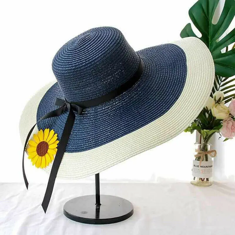 Шляпа женская Соломенная Складная с широкими полями модный пляжный козырек от