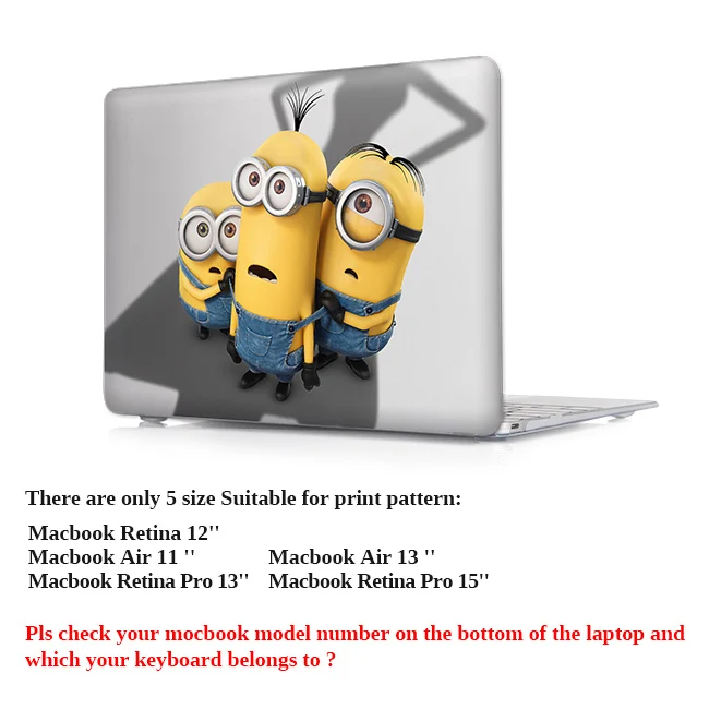 P001 Чехол для ноутбука с принтом для Macbook Air 11, 12, 13, чехол с изображением миньонов, бананов и кристаллами для Apple Mac Book Pro 13,3 15,4 Touch bar - Цвет: P001