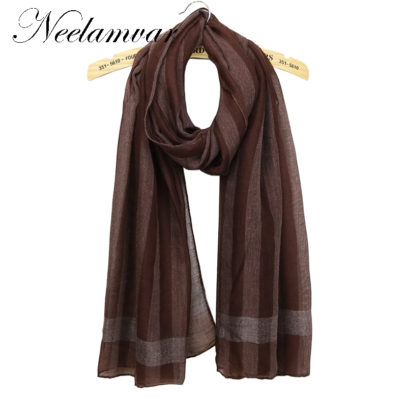 Neelamvar fashion stripe viscose scarf women long soft spring shawls best gift for ladies brand scarves echarpe | Аксессуары для