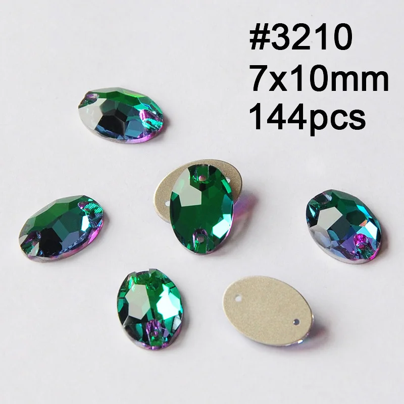 Oval 7X10mm 144pcs Смешанные формы изумруд Rivoli квадратная космическая триллиантная КАПЛЕВИДНАЯ капля пришивные стразы для шитья стеклянные кристаллы пришивные камни - Цвет: Oval 7X10mm 144pcs
