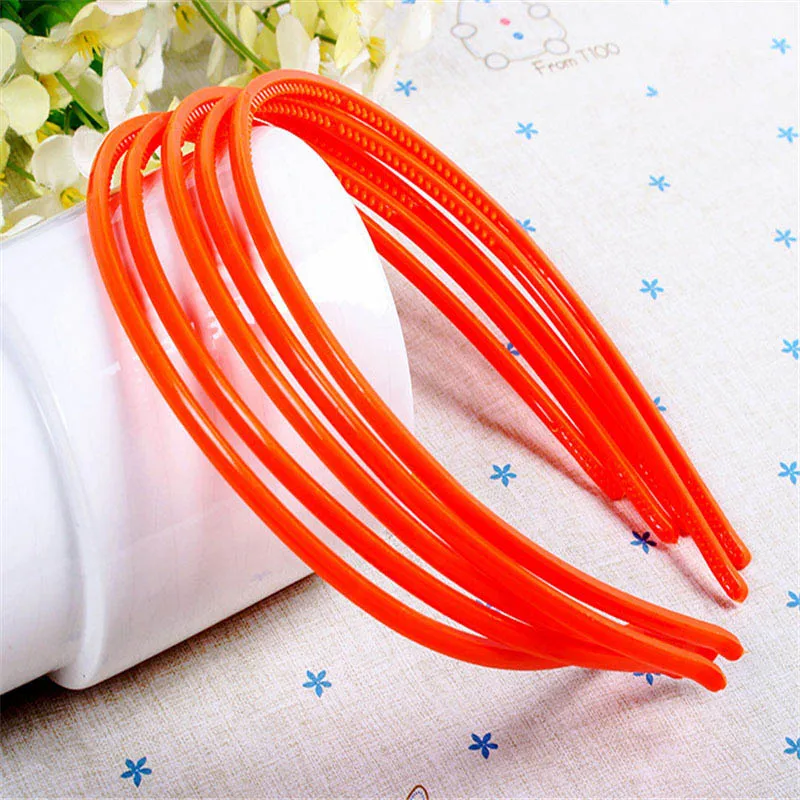 Orange Модная женская повязка на голову, 5 шт., повязка на голову для девочек, детская повязка на голову, яркие однотонные ободки, корейские пластиковые повязки на голову, подарок, Детские аксессуары для волос - Цвет: Orange