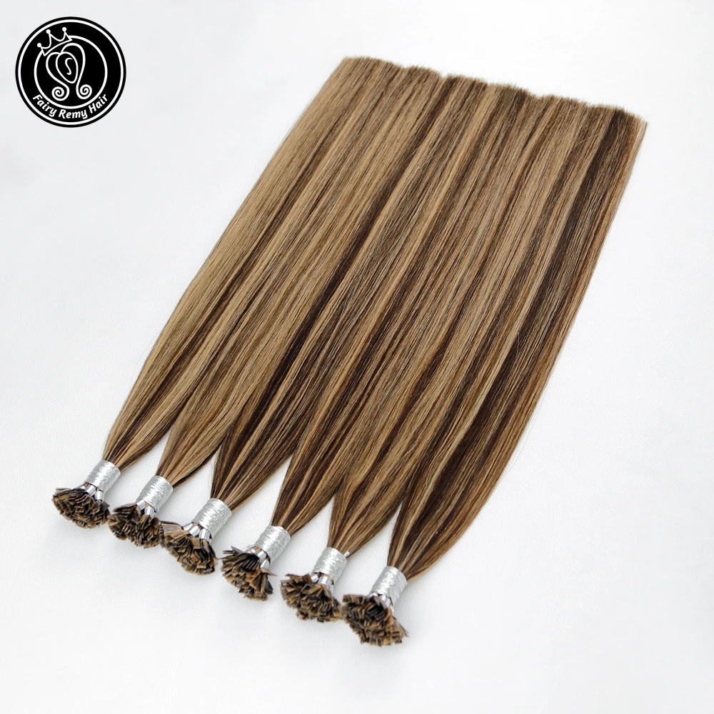 Сказочные волосы Remy 0 8 г/локон 14 &quot18&quot 22 &quotRemy человеческие для наращивания с