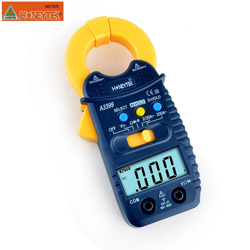 HONEYTEK Мини цифровой клещи AC/DC токоизмерительный Клещи для хранения данных мультиметр с зажимом тестер Автоматический диапазон цифровой MultimeterClamp