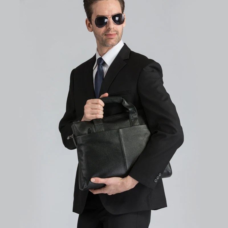 Мужской портфель из натуральной кожи черная коричневая мужская сумка через