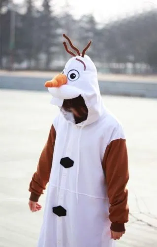 Для детей и взрослых Аниме Олаф снеговик пижамы белый комбинезон Пижама Party