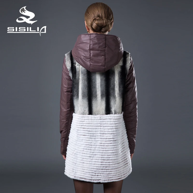 Sisilia 2016 Новинка 100% реальные кролика рекс Мех животных Пальто для будущих мам с