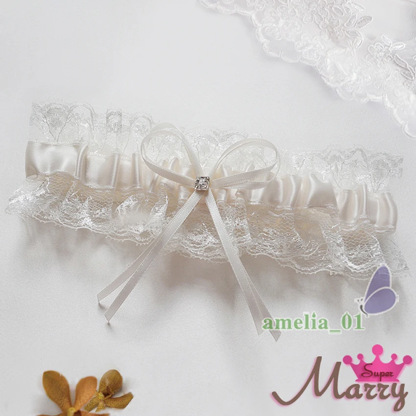 

New high quality Brial Lace Satin Garter bowknot Pearl Wedding Bridal Leg Garter Belt Lace Bride Accessories