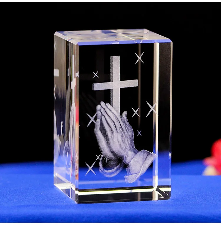 Кристальный Куб 3D гравировка, Крест Иисуса церковные украшения сувениры христианские ремесла Иисуса христианства