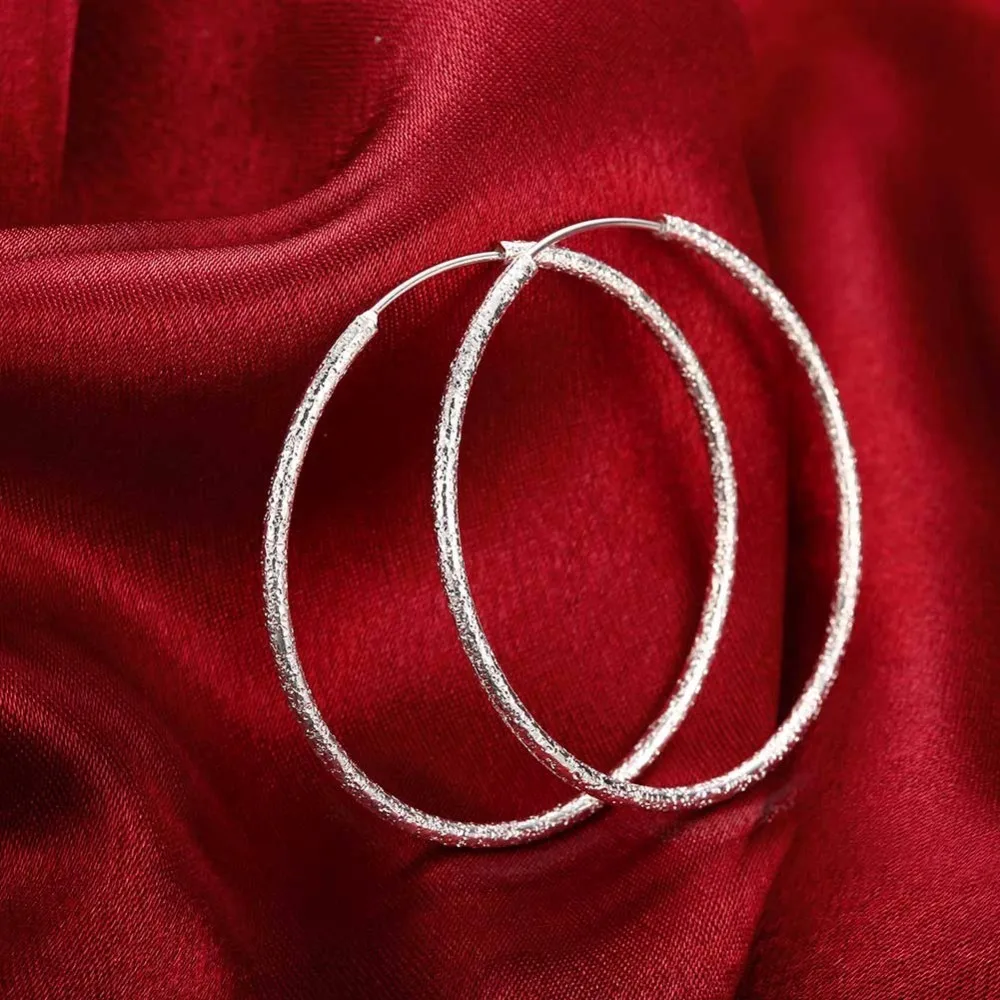 wholesale M925 Silver color simple big circle earrings!M925 - 50mm round hoop earrings jewelry women's | Украшения и