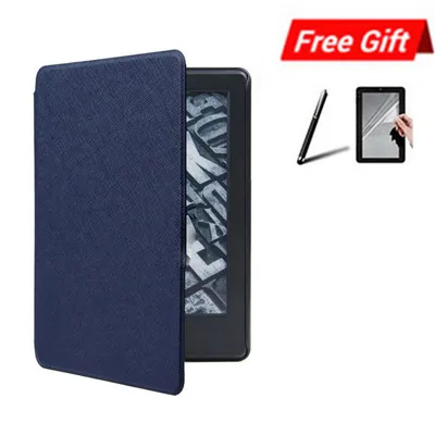 Navy Ультра тонкий умный кожаный чехол-футляр на магните для Amazon Kindle Paperwhite 10. поколение защитный чехол+ ручка+ пленка A20 - Цвет: Navy