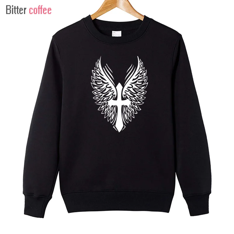 

Autumn Winter Hot Sale New Angel Wings Printed Brand Face Hoodies Men Casual Hoodies Sweatshirt Sportswear Plus size