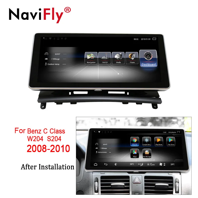 2008-2010 NaviFly Android 7,1 автомобильный gps навигации мультимедийный плеер для Benz C-класс W204 S204 2008-2010 Оперативная память 3 Гб оперативной памяти, 10,25 дюймов WI-FI 4 аппарат не привязан к оператору сотовой связи BT - Цвет: 2008-2010