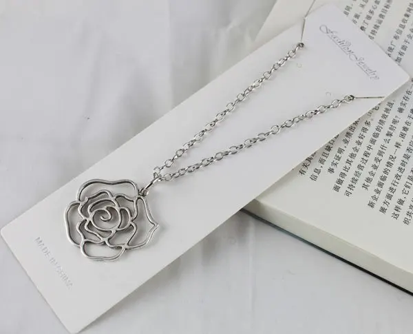

10Pcs Tibetan silver Rose Flower Pendant Necklace #20045