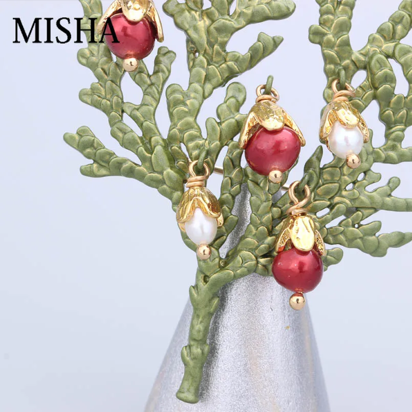 

Hande Made Brooch Jewelry Pine Tree Shape Fine Jewelry Brooch Pins Natural Pearl Brooch Pearl Christmas Gift 2428